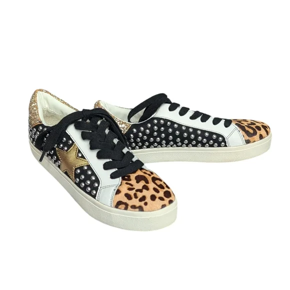 NWOT Steve Madden Leopard and Studded Sneakers - Picture 2 of 8